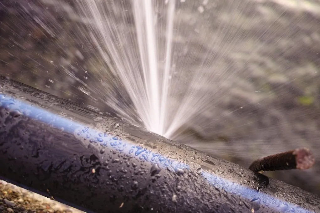Photo of a burst pipe.