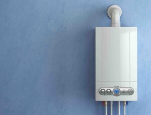 Photo of a tankless water heater.